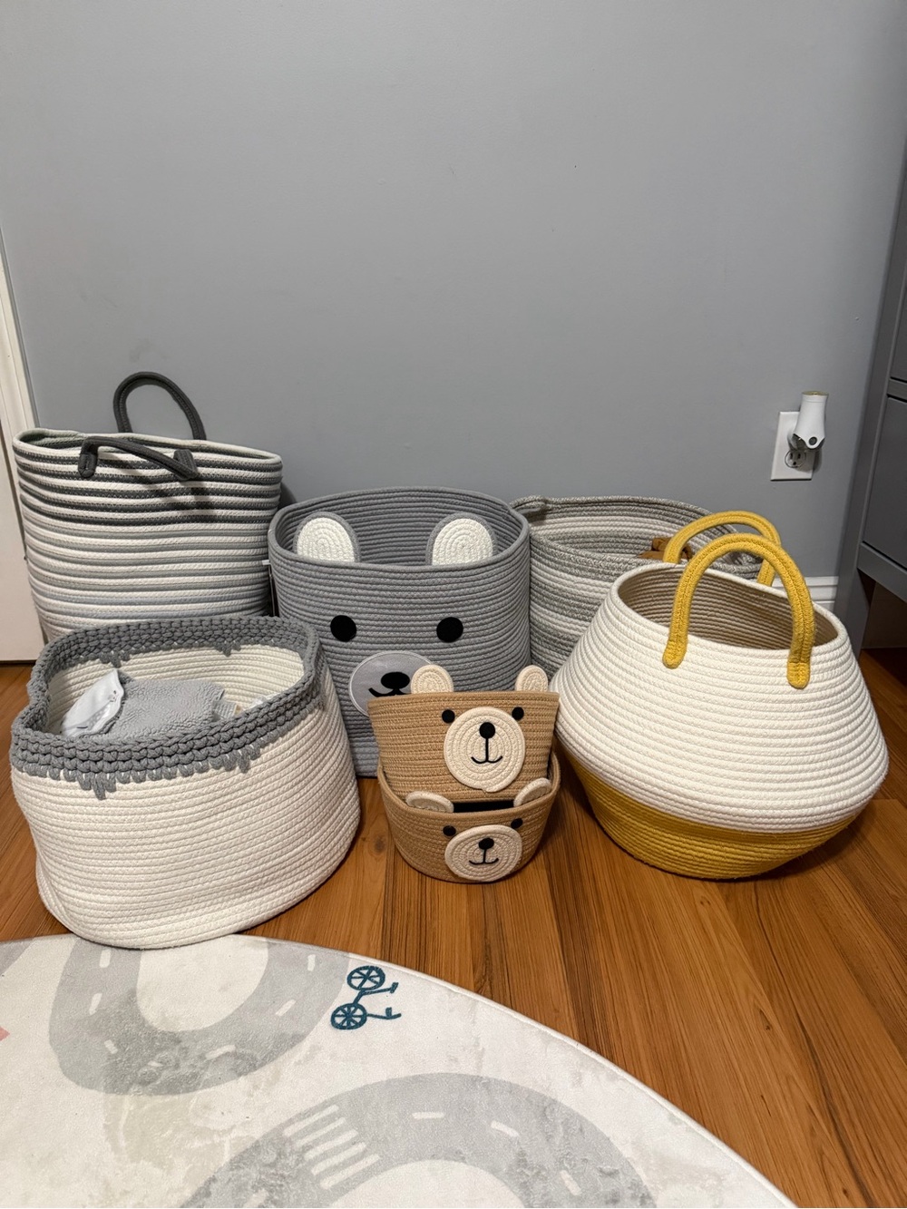 Rope Storage Baskets - Set of Decorative Nursery Bins for Baby